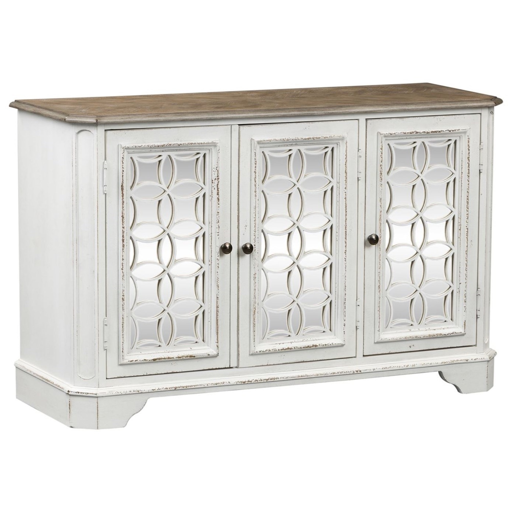 Liberty Furniture Magnolia Manor ENT2441031 TV Console with Three Antiqued Mirror Doors Godby